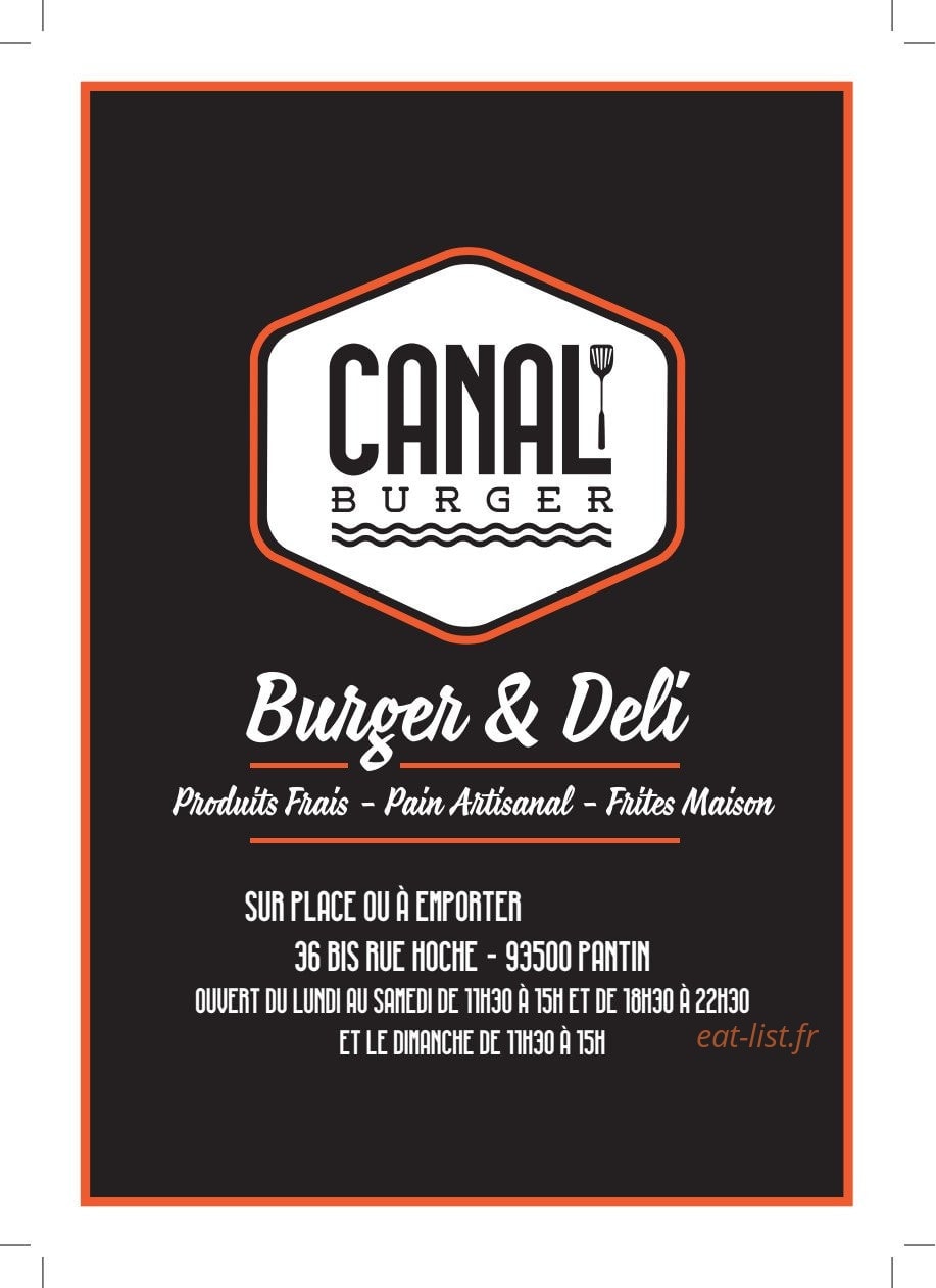 Canal burger — carte page 1