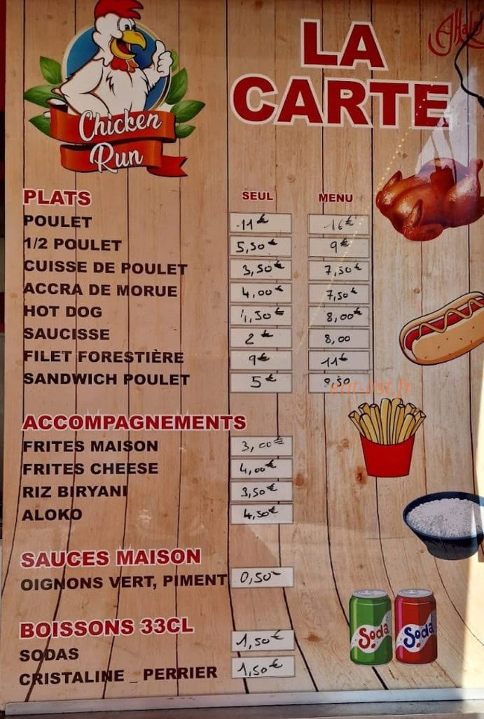 Chicken Pep — carte page 1