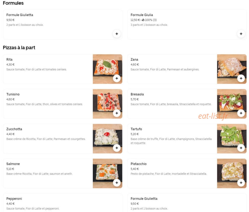Giulia Pizza — carte page 1