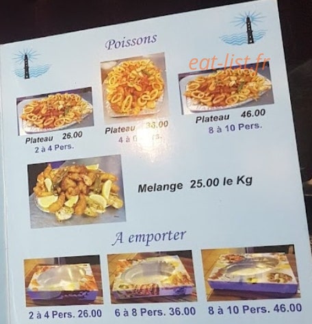 Carte et menu de Le phare de la goulette à Pantin — Les poissons