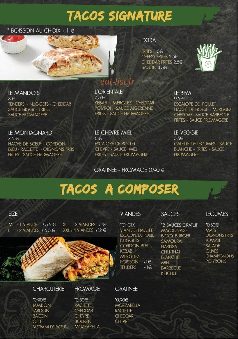 Mando’s — carte page 1