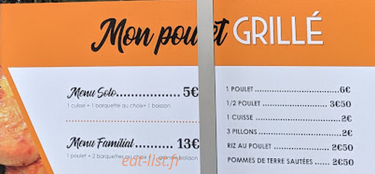 Mon Poulet Grillé — carte page 1