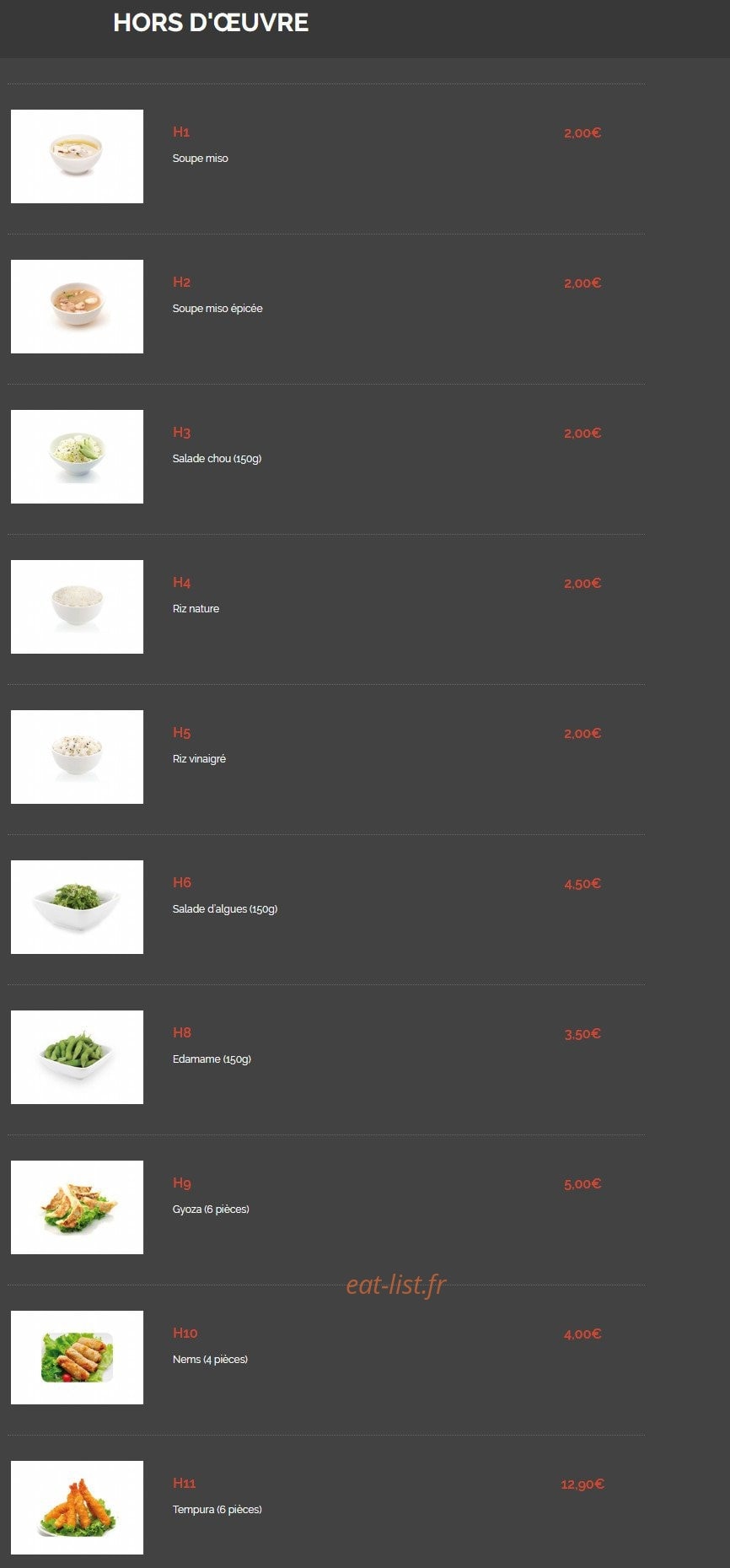 Oishi sushi — carte page 1