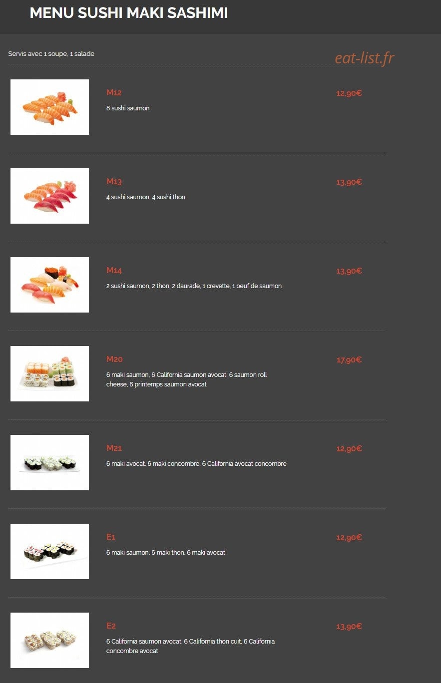 Oishi sushi — carte page 20