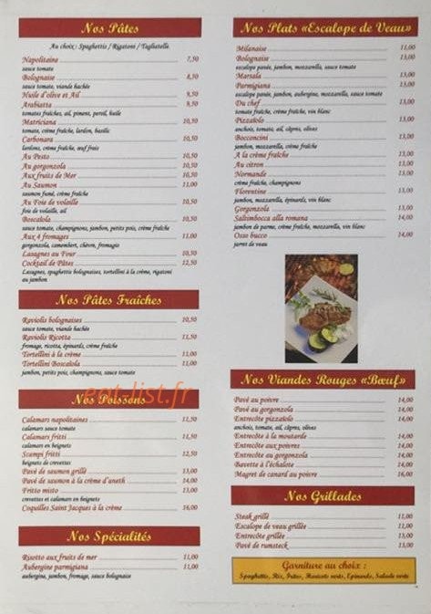Pizzeria Saint Mathieu — carte page 2
