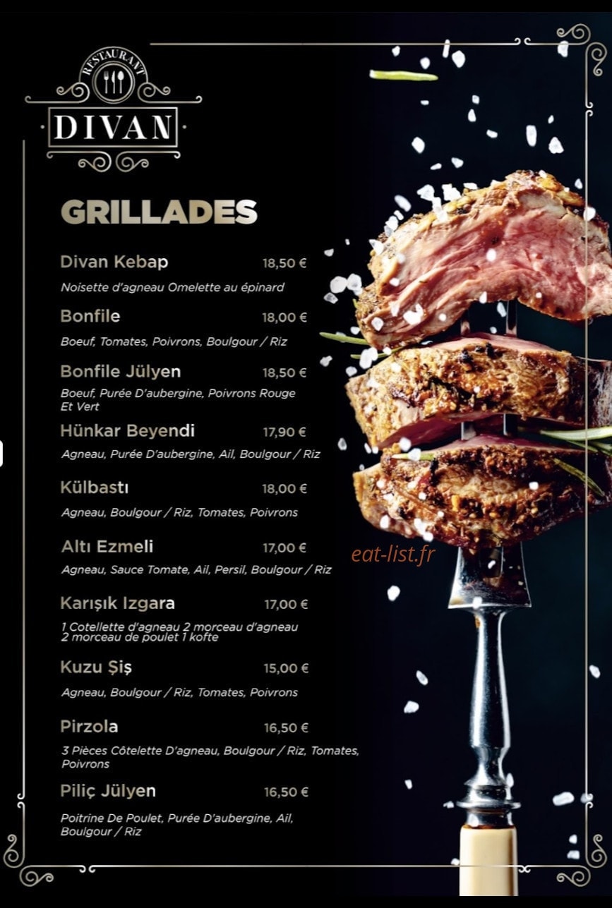 Restaurant Divan — carte page 2