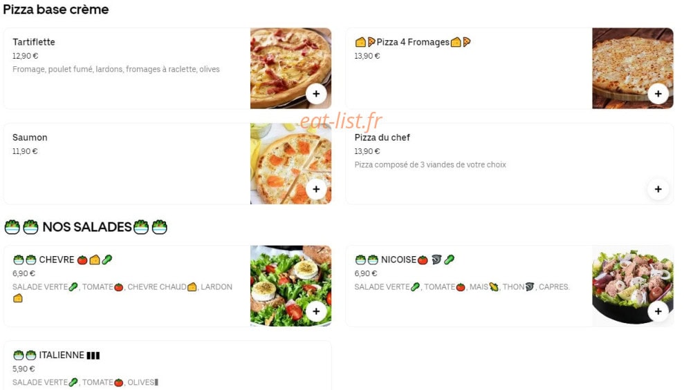 Snap Pizza — carte page 2