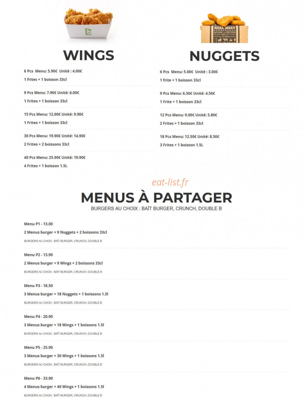 Bait Burger — carte page 2