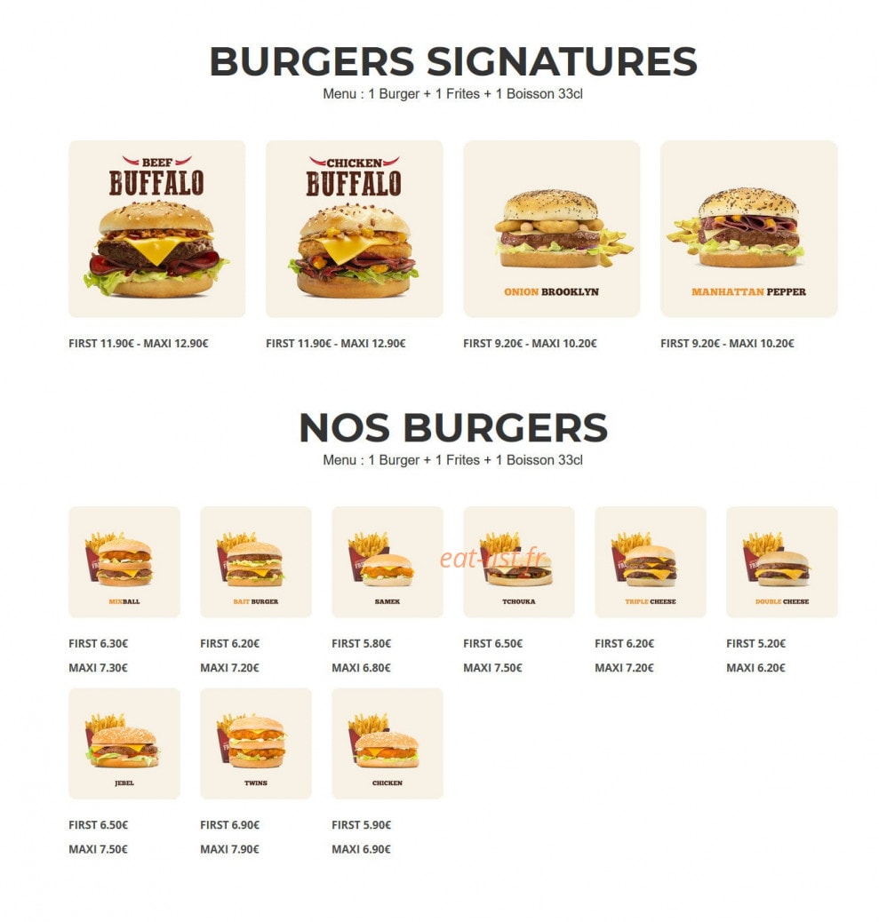 Bait Burger — carte page 1