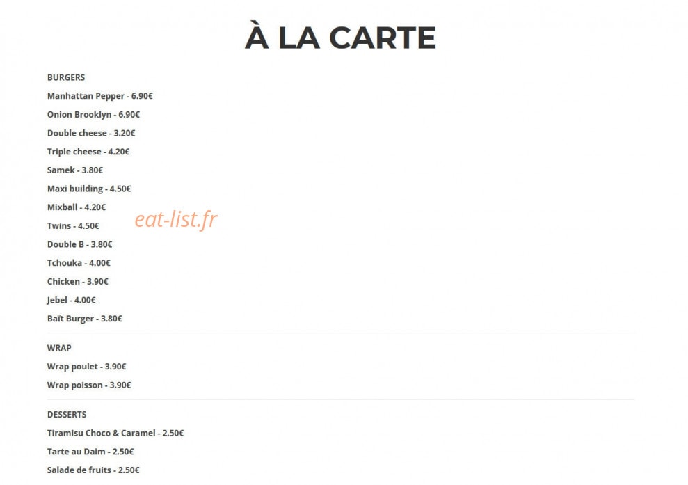 Bait Burger — carte page 3