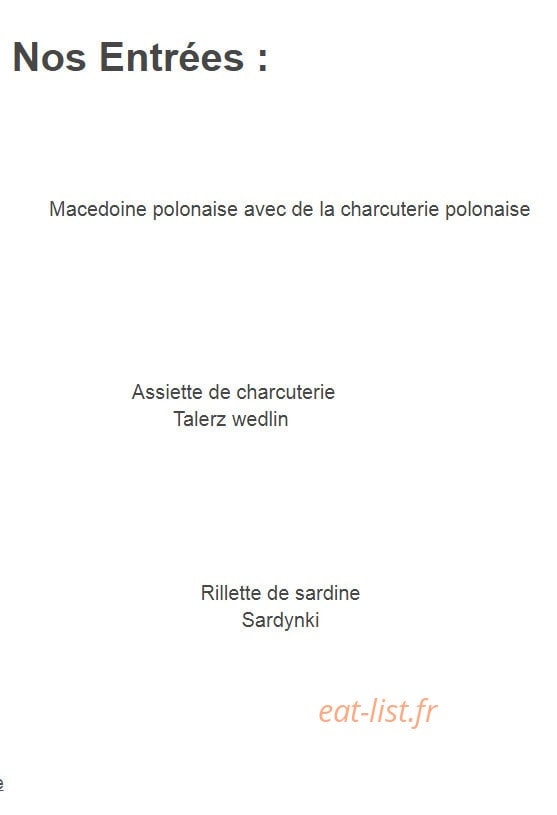 Chez Renata — carte page 1
