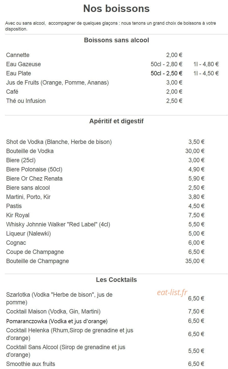 Chez Renata — carte page 4