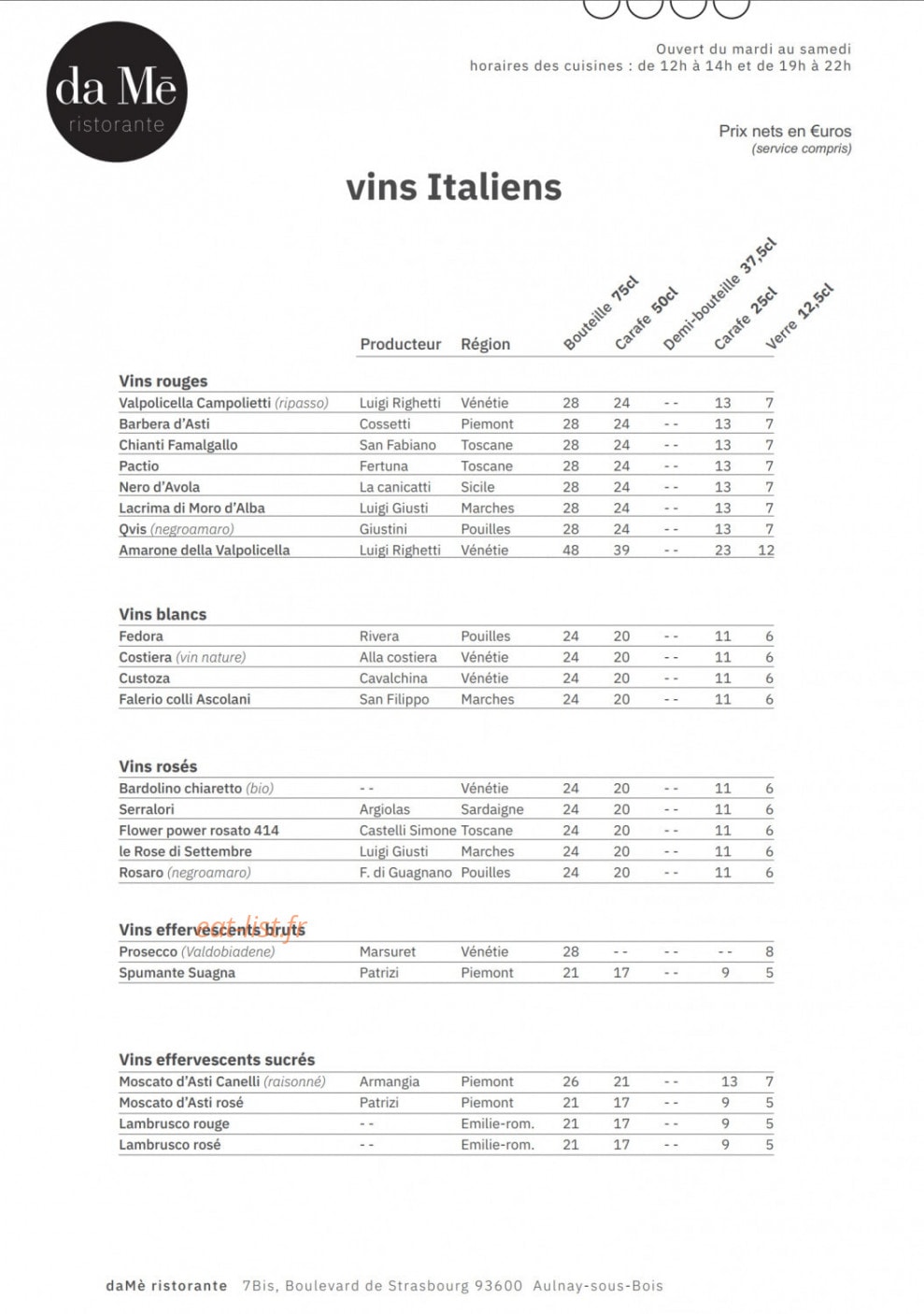 Da Mè ristorante — carte page 4