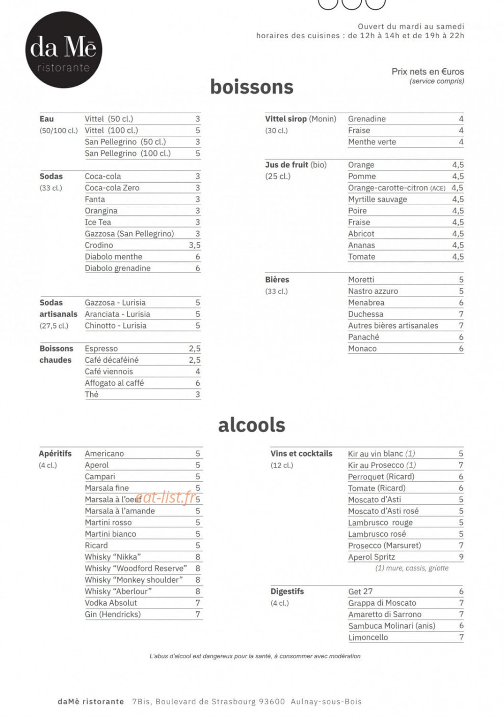Da Mè ristorante — carte page 3