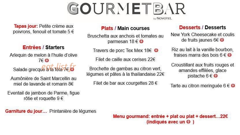 Gourmet bar — carte page 1