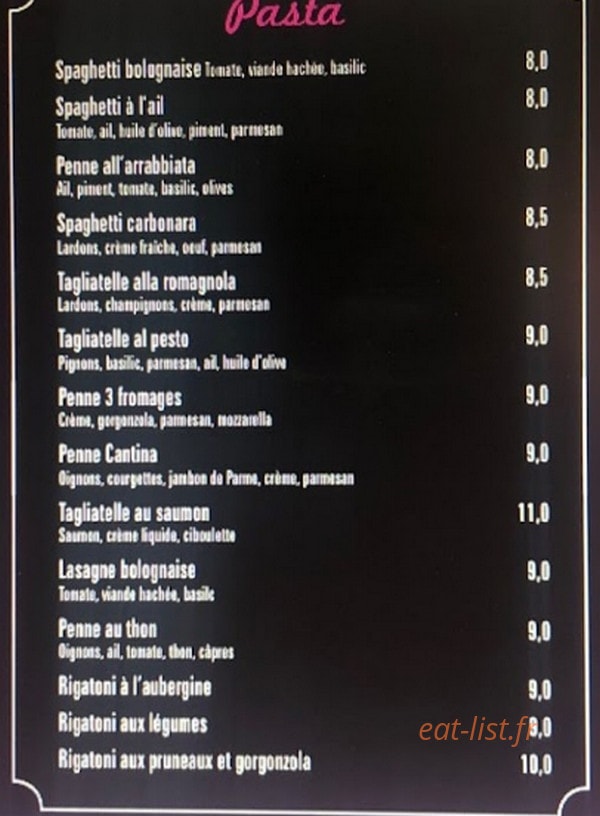 La Cantina — carte page 3