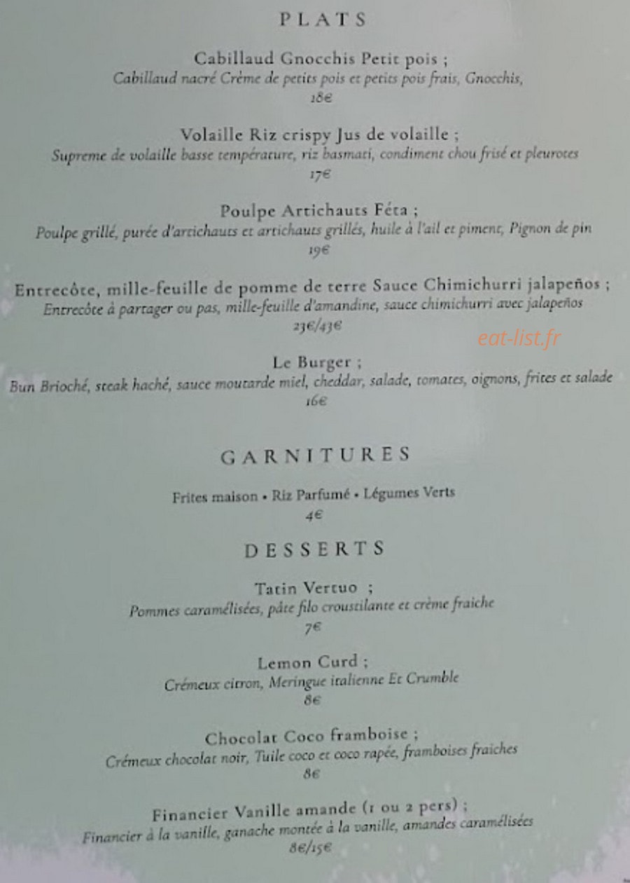 Le Vertuo — carte page 2