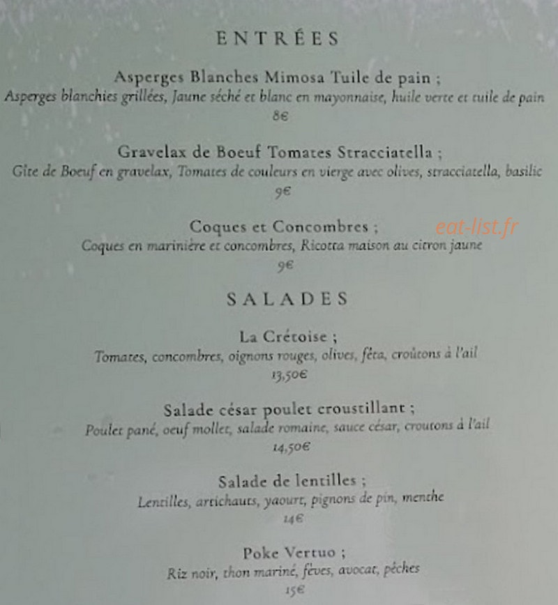 Le Vertuo — carte page 1