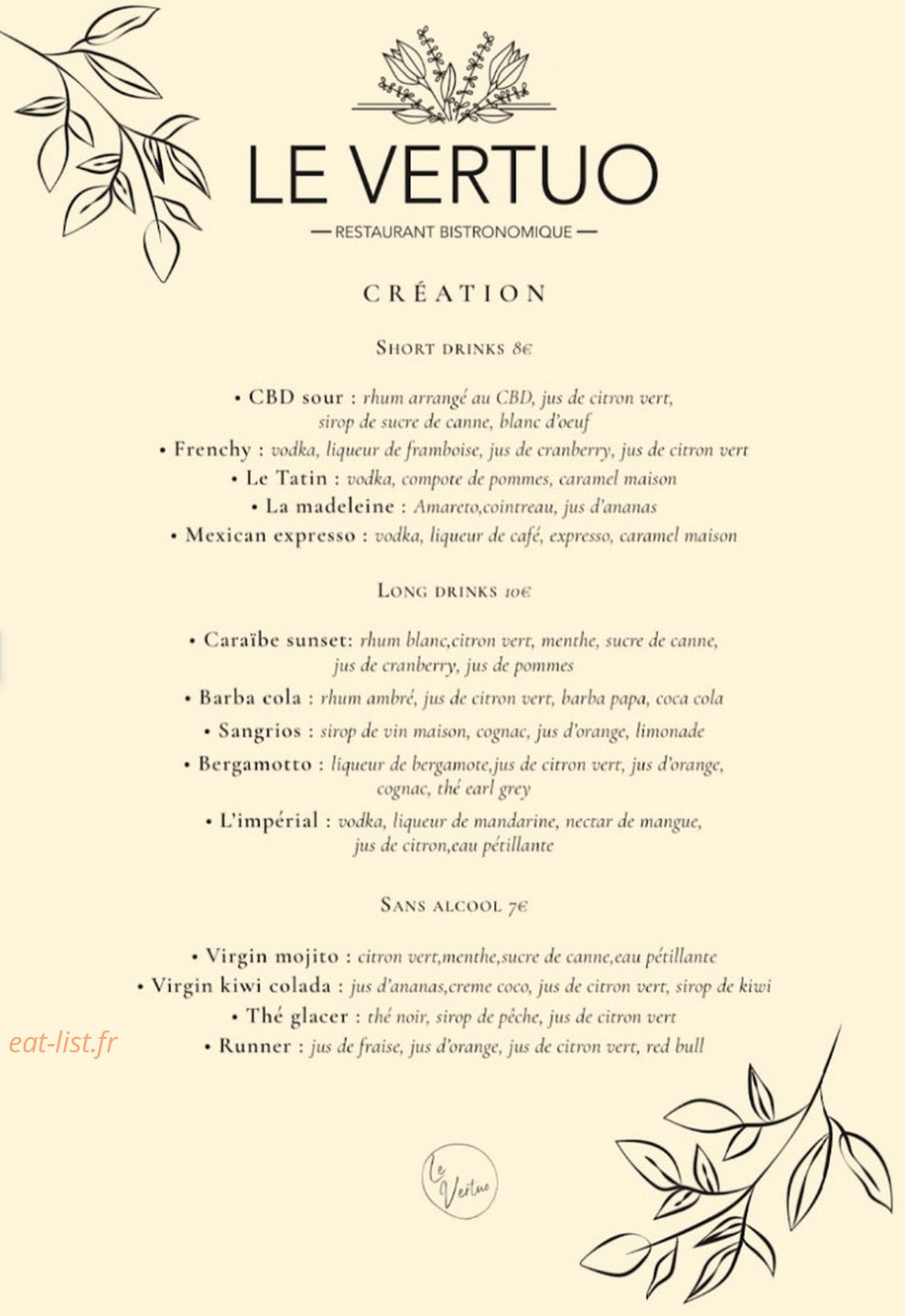 Le Vertuo — carte page 3