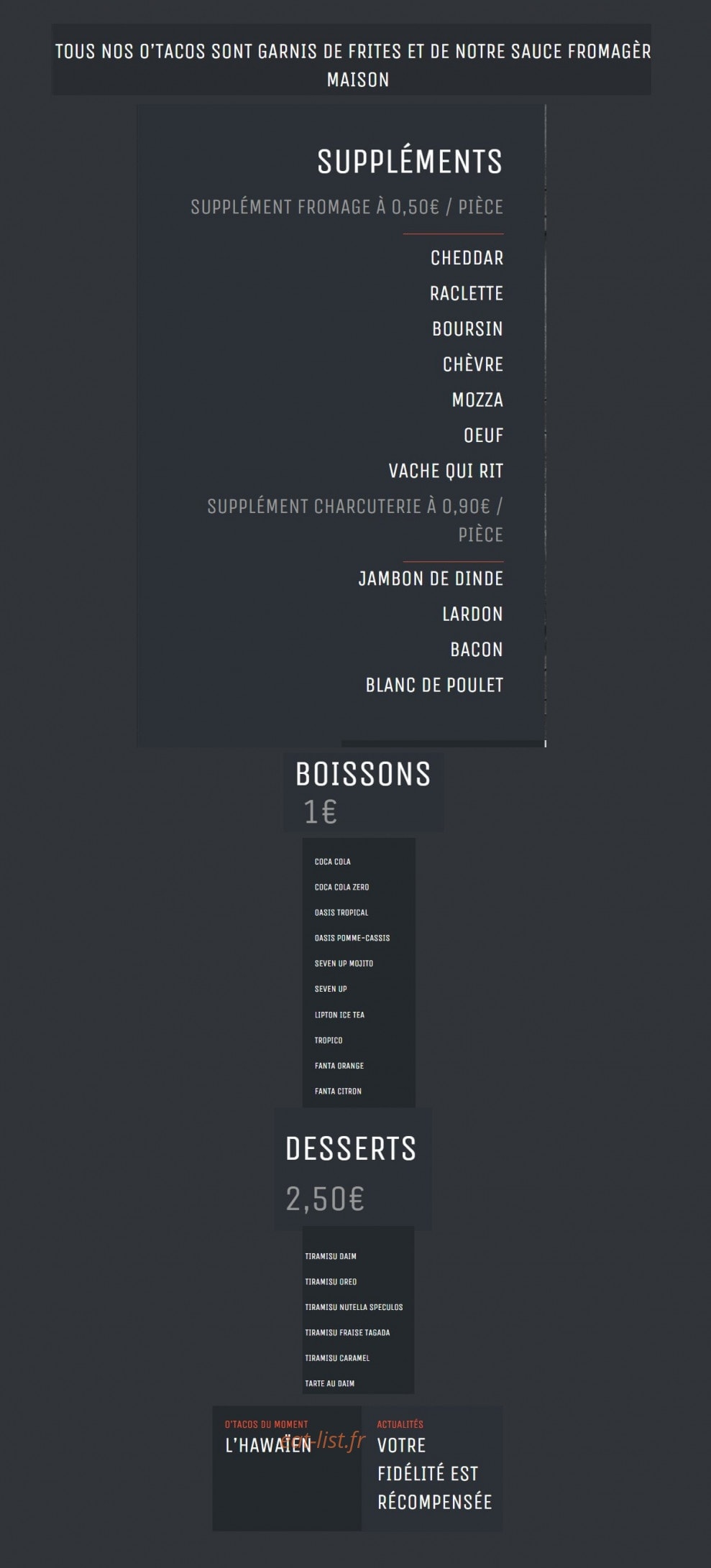O'tacos — carte page 2