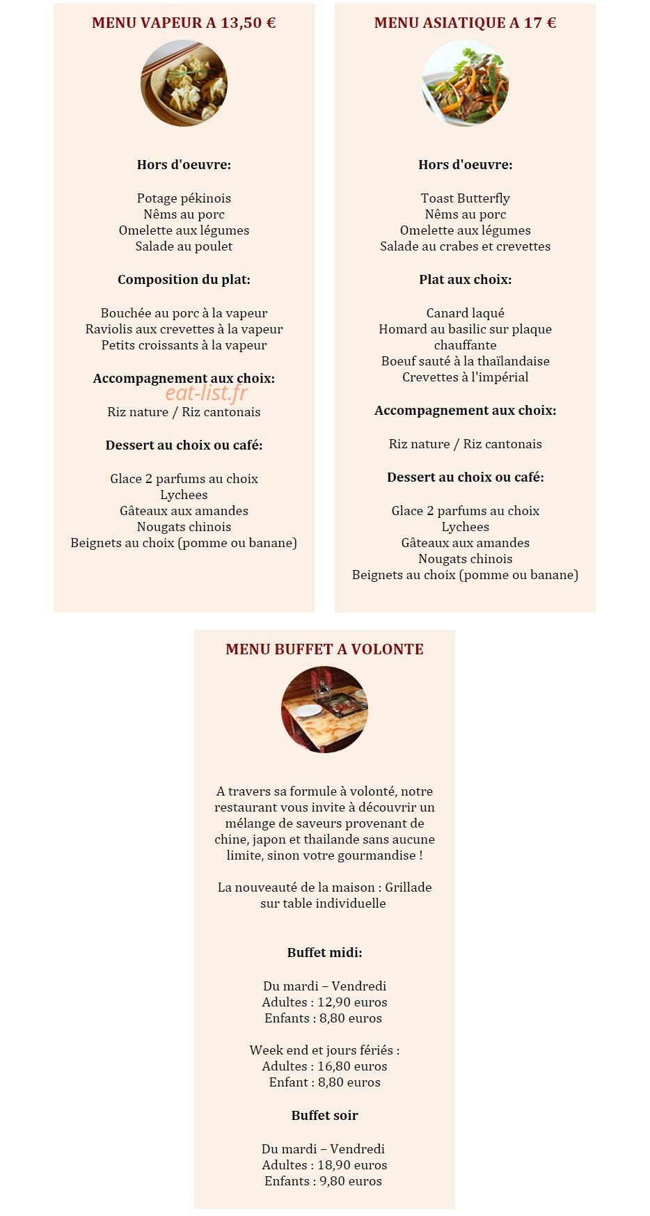 Au Bonheur D'Asie — carte page 2