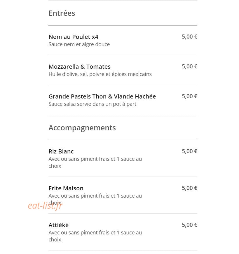 Aux Saveurs du Monde — carte page 4