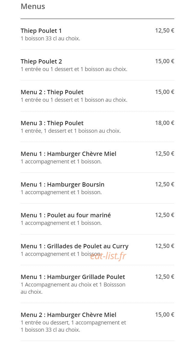 Aux Saveurs du Monde — carte page 2