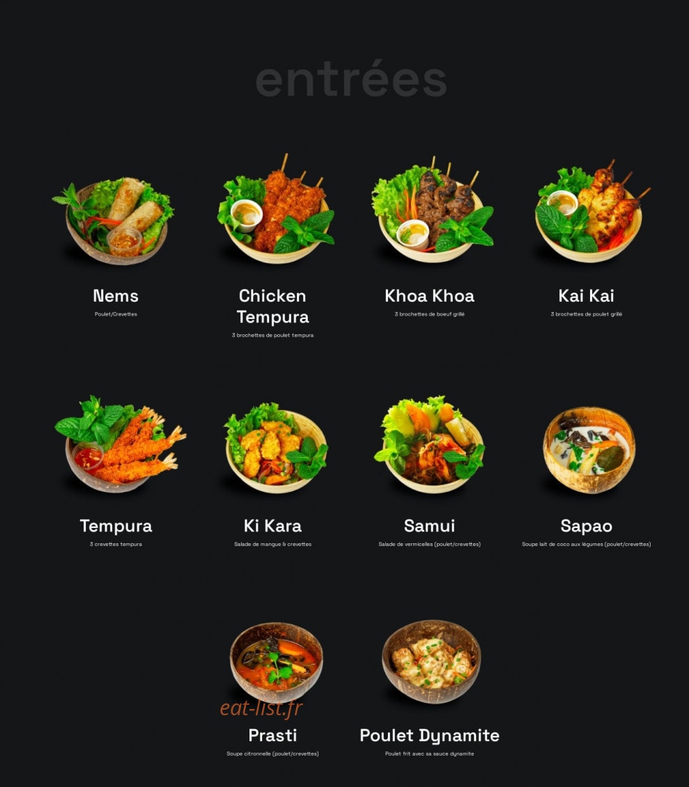 Bangkok Factory — carte page 1