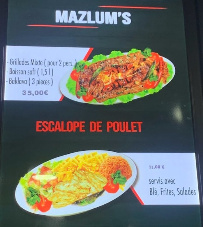Grill Mazlum’s — carte page 3