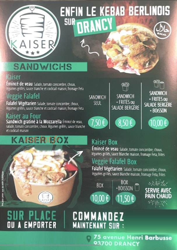 kaiser kebab — carte page 1