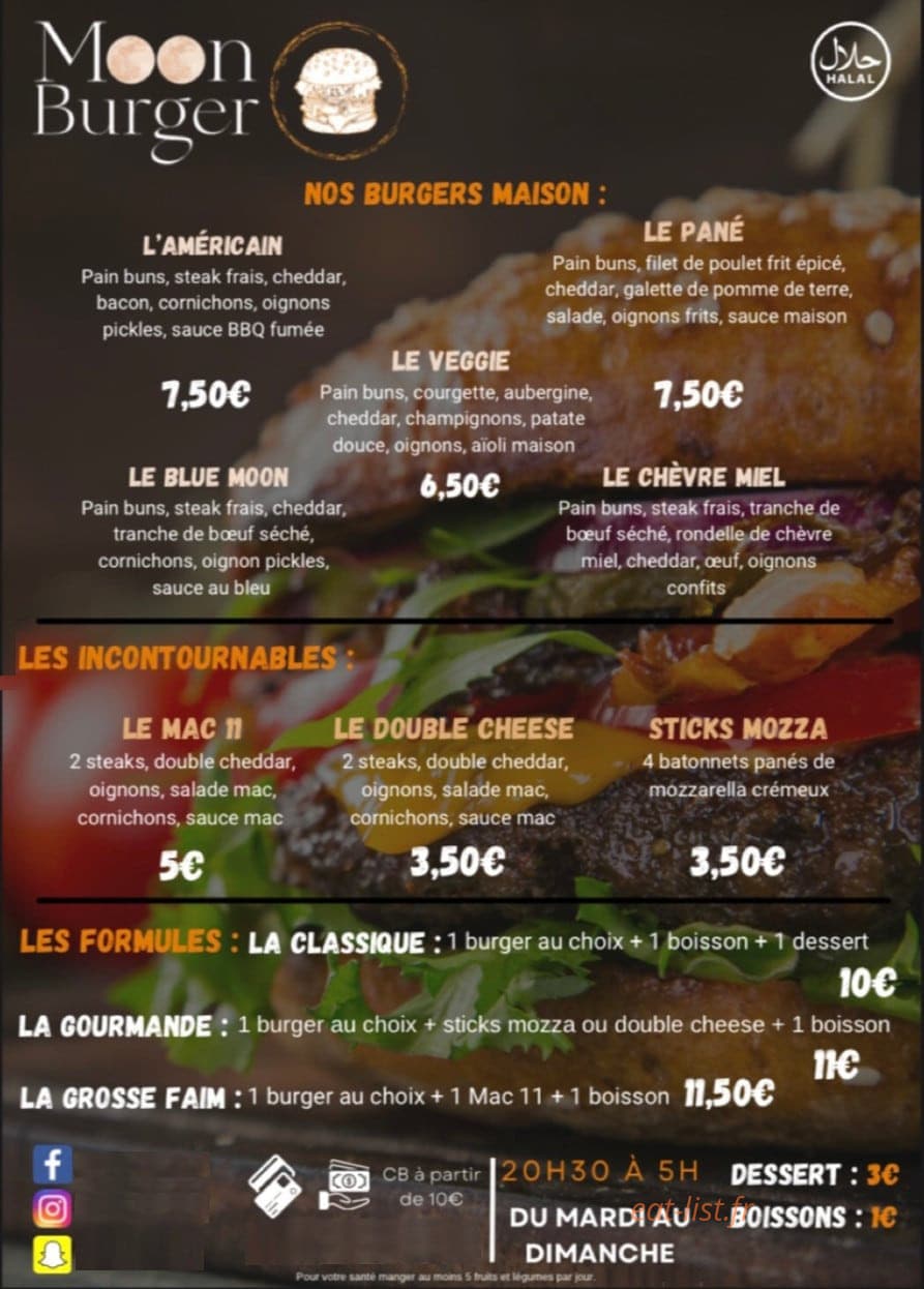 Moon Burger — carte page 1