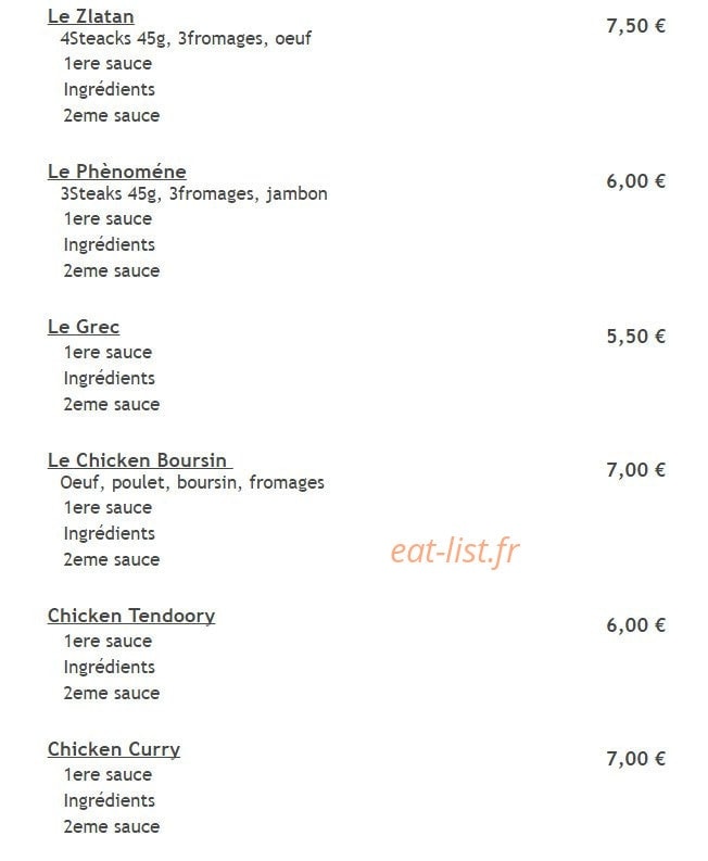 Planet Pizza — carte page 7