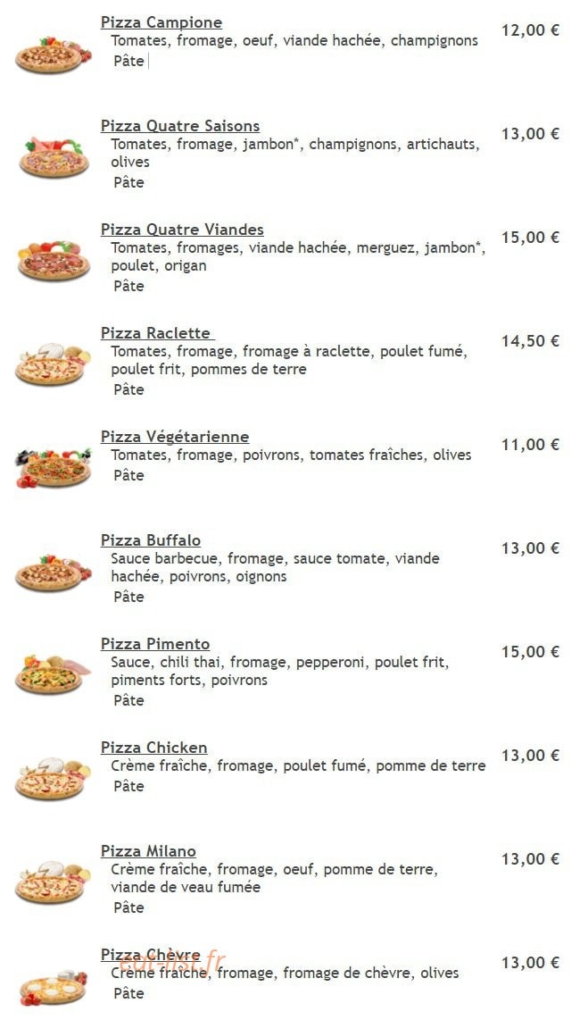 Planet Pizza — carte page 15