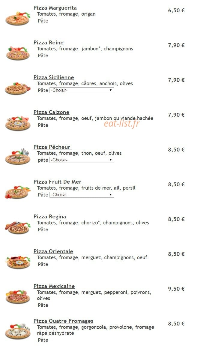 Planet Pizza — carte page 11
