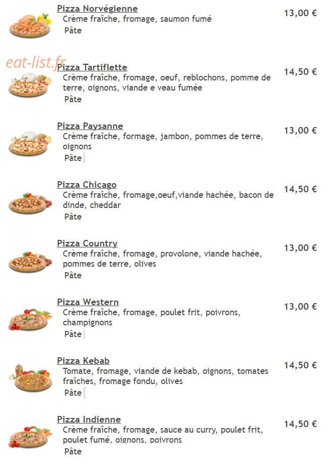 Planet Pizza — carte page 16