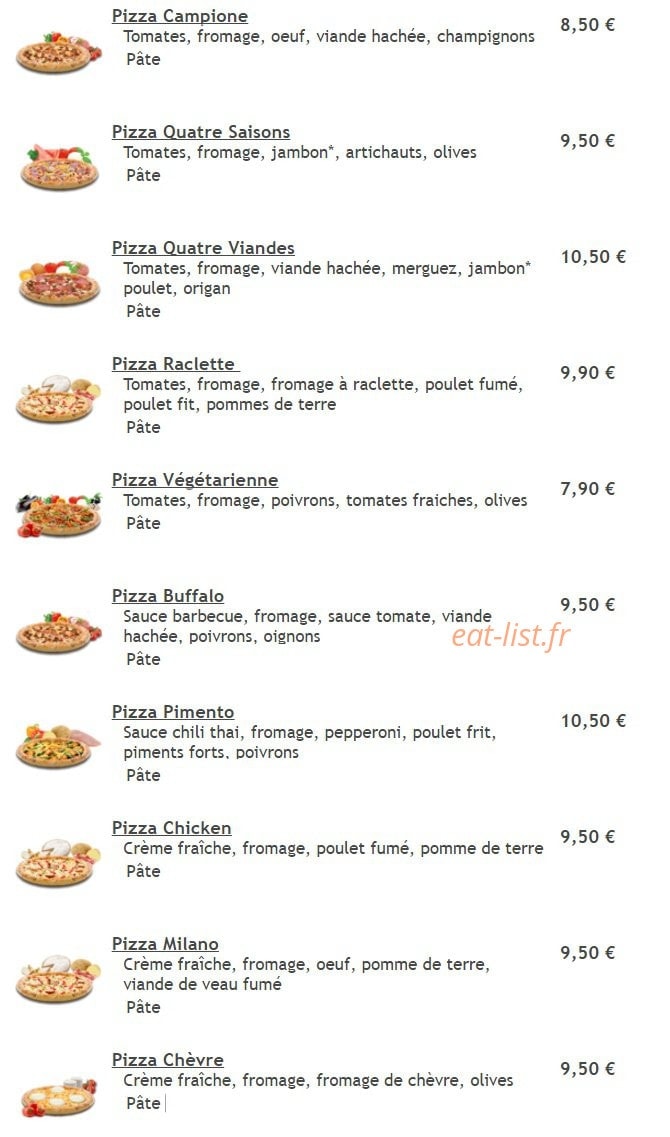 Planet Pizza — carte page 12