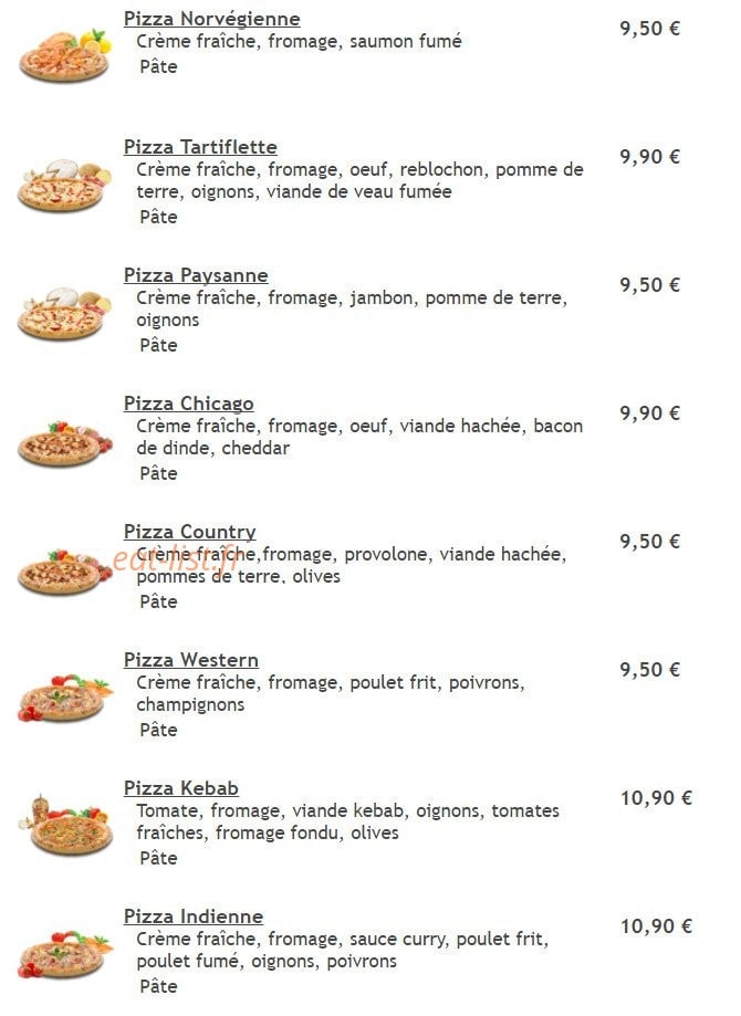 Planet Pizza — carte page 13
