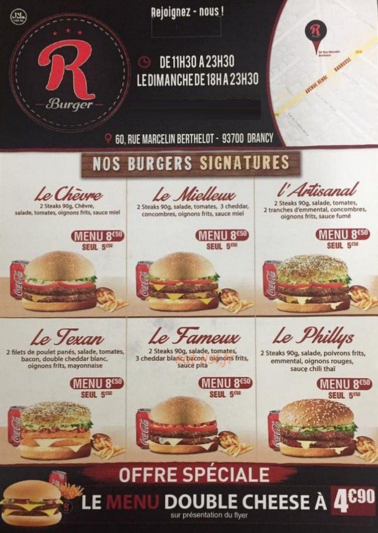 R Burger Gourmet — carte page 1