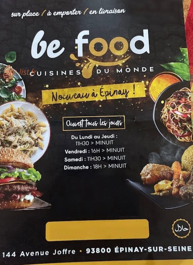 Be Food — carte page 1