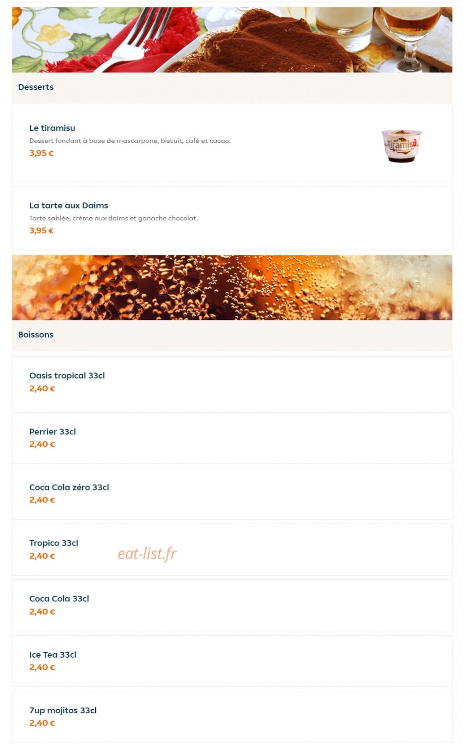 Chicken burger — carte page 9