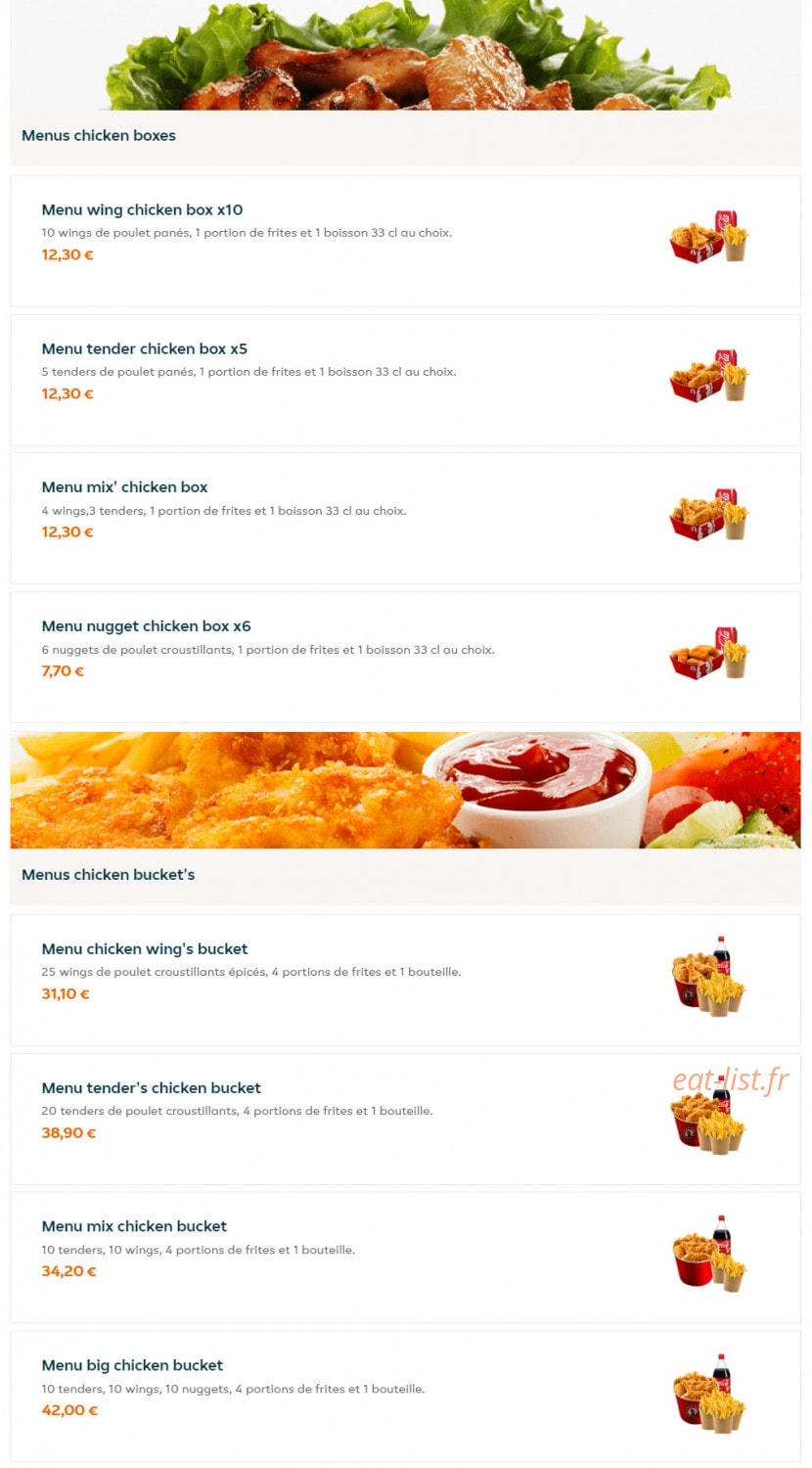 Chicken burger — carte page 4