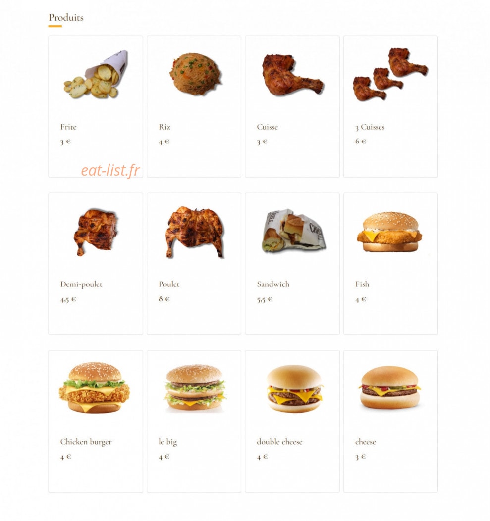 Chicken Grill — carte page 3