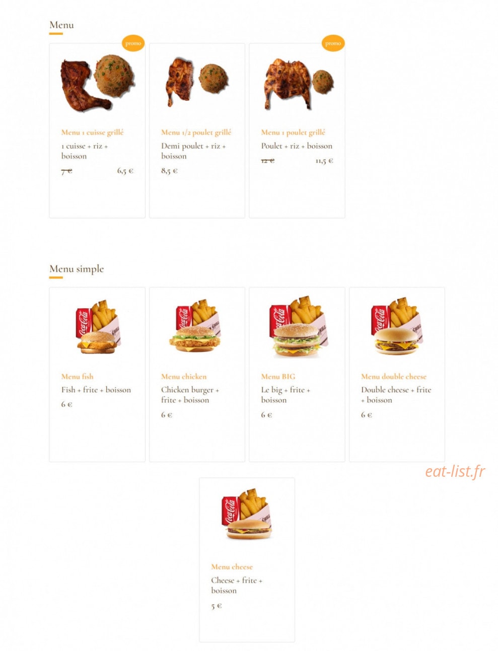 Chicken Grill — carte page 1