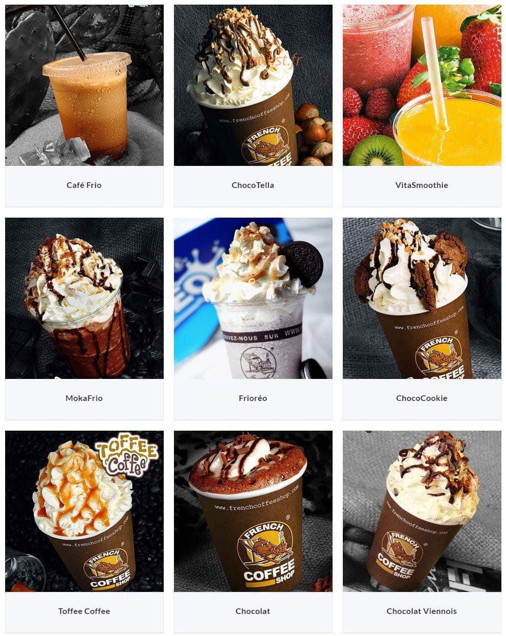 French Coffee Shop — carte page 1