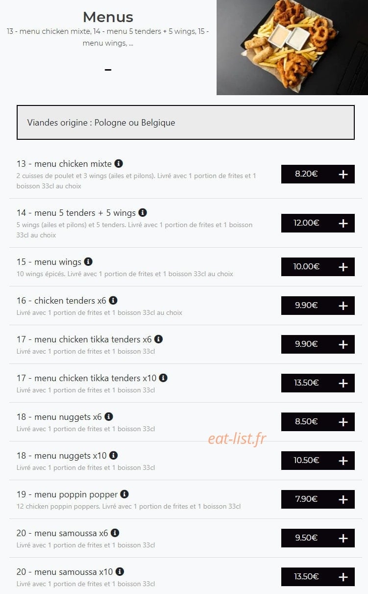 Papa Chicken — carte page 6