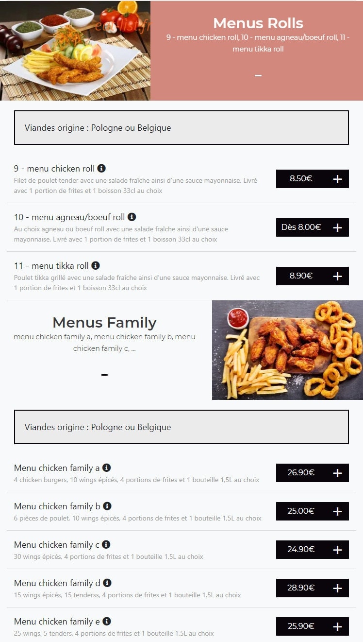Papa Chicken — carte page 4