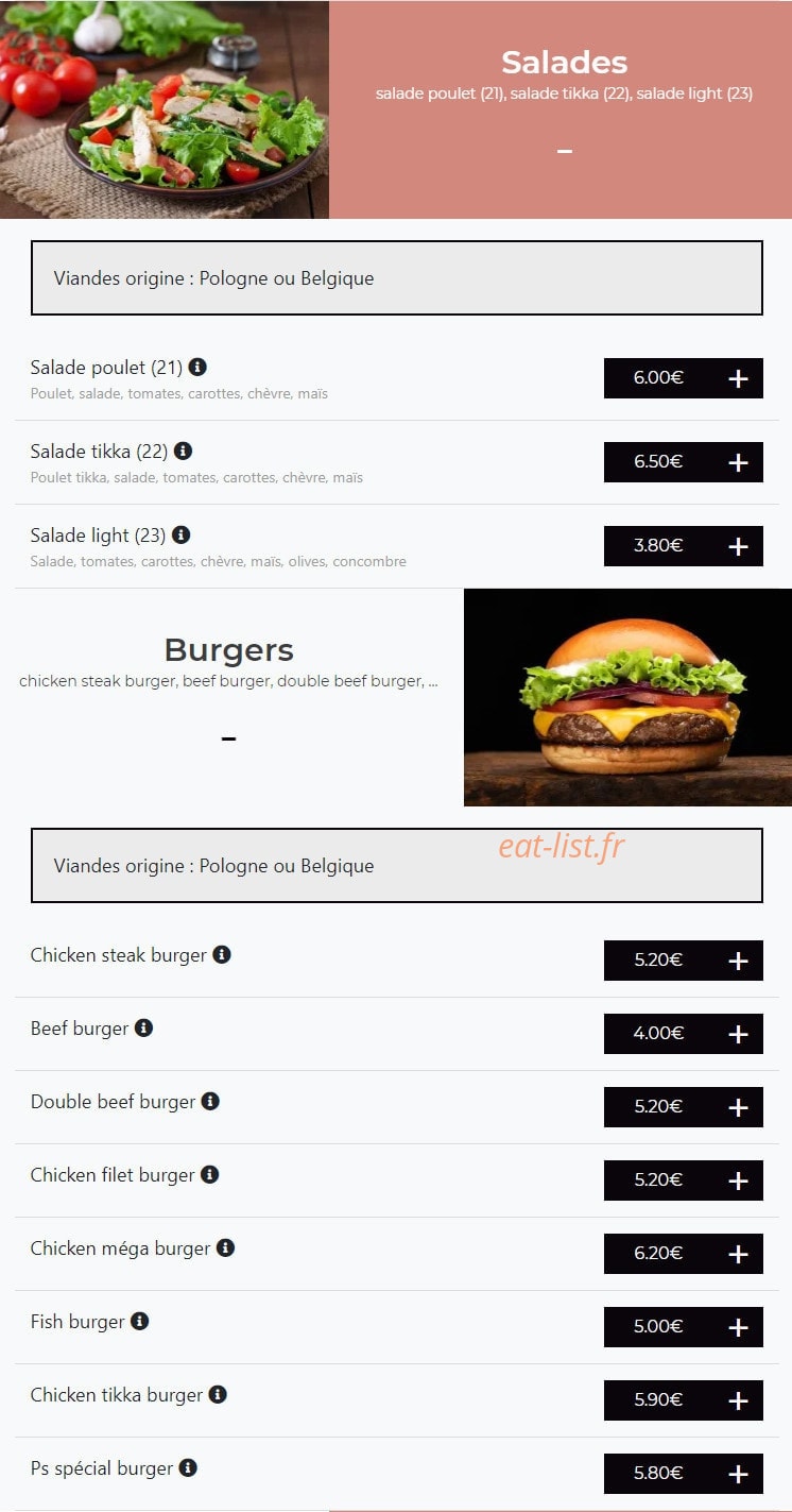Papa Chicken — carte page 7