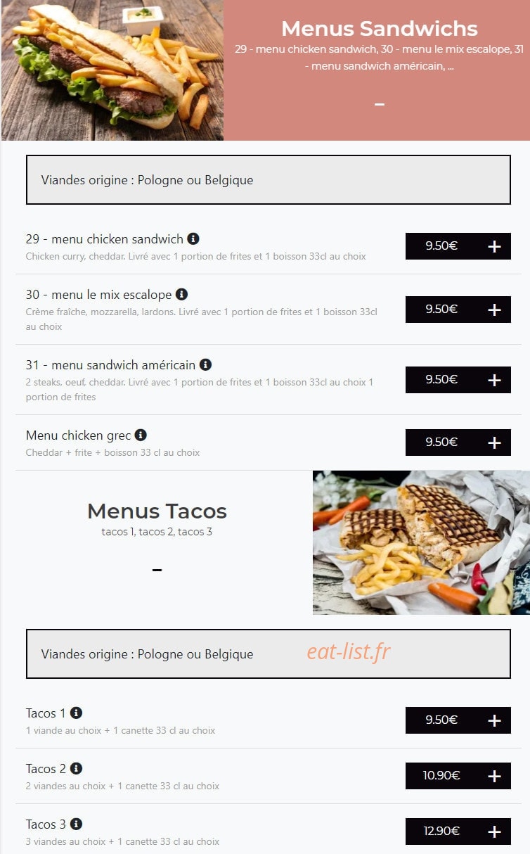 Papa Chicken — carte page 3