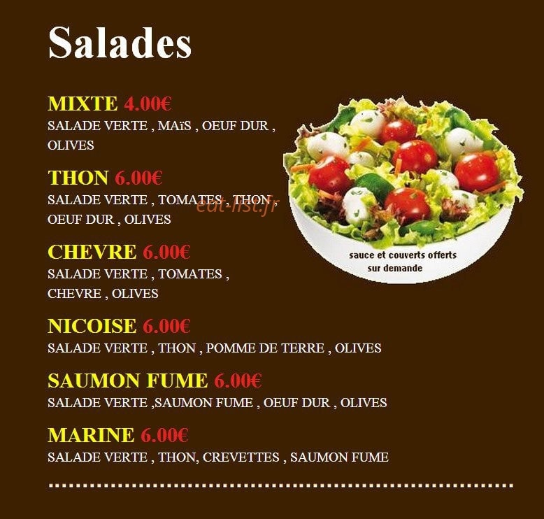 planete pizza — carte page 1