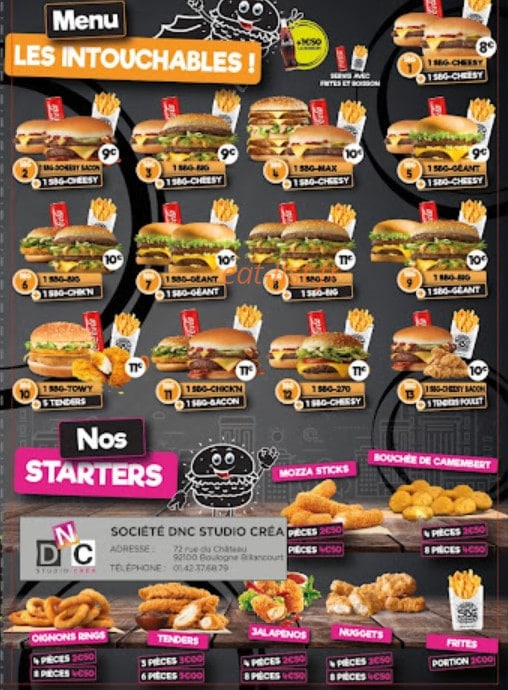 SBG Burger — carte page 3
